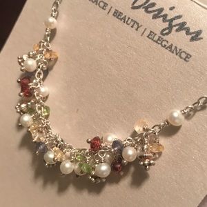 Handmade multi stone and pearl shaker necklace